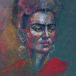 Frida Kahlo 24x30 cm pastel op pastelmat222 euro
