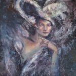 SwanLady 80x80 cm mixed media oils, 888 euro