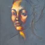 The light shines on you, 24x30 cm, pastel op pastelmat, 222 euro