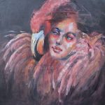 Flamingo, olieverf 50x50cm, 555 euro